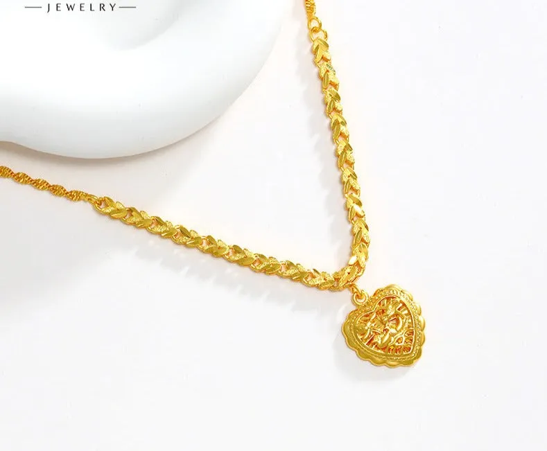 Jewelry Internet celebrity heart-shaped pendant water wave chain necklace retro temperament exquisite design love necklace