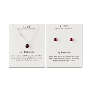 July (Ruby) Birthstone Necklace & Earrings Set Created with Zircondia® Crystals