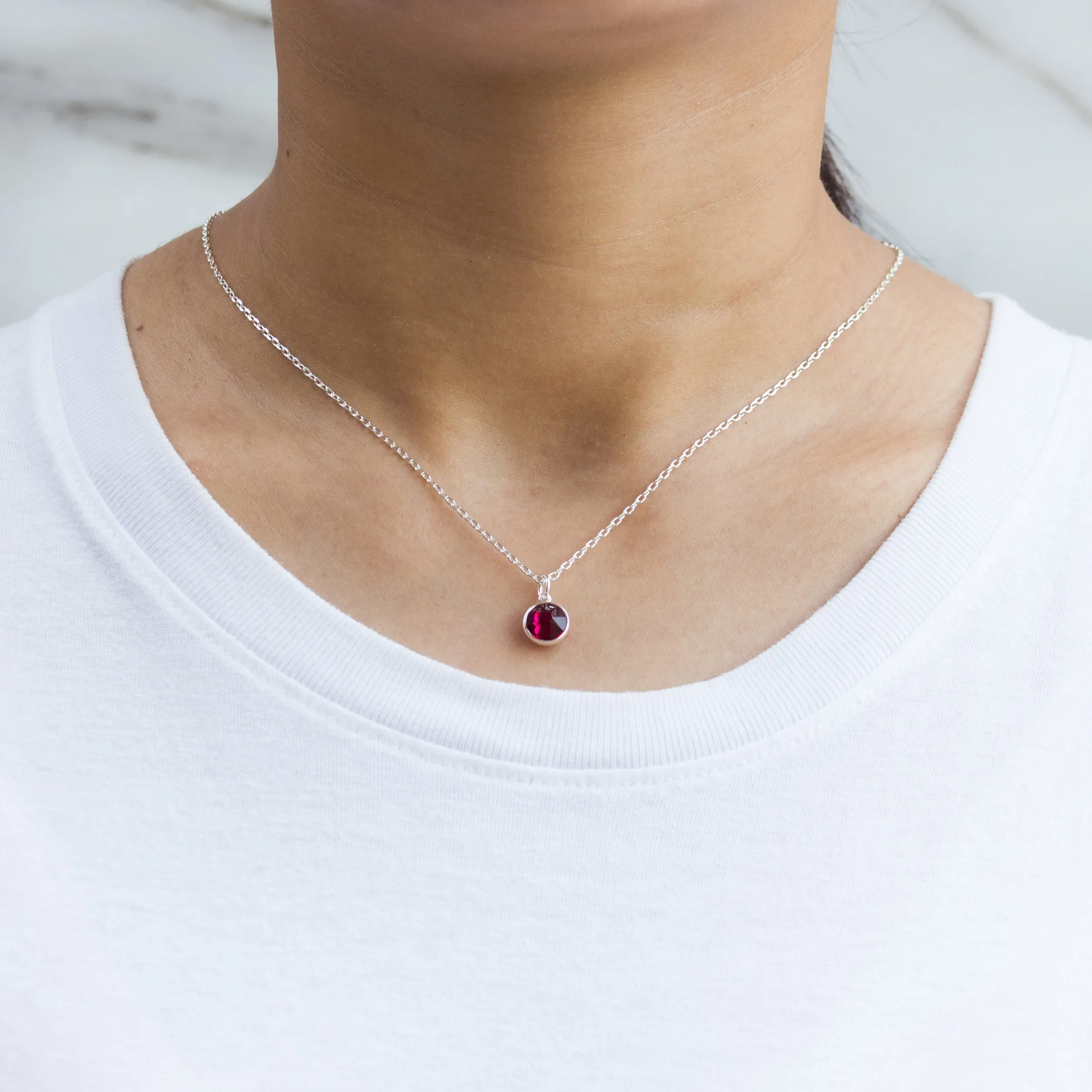 July (Ruby) Birthstone Necklace & Earrings Set Created with Zircondia® Crystals