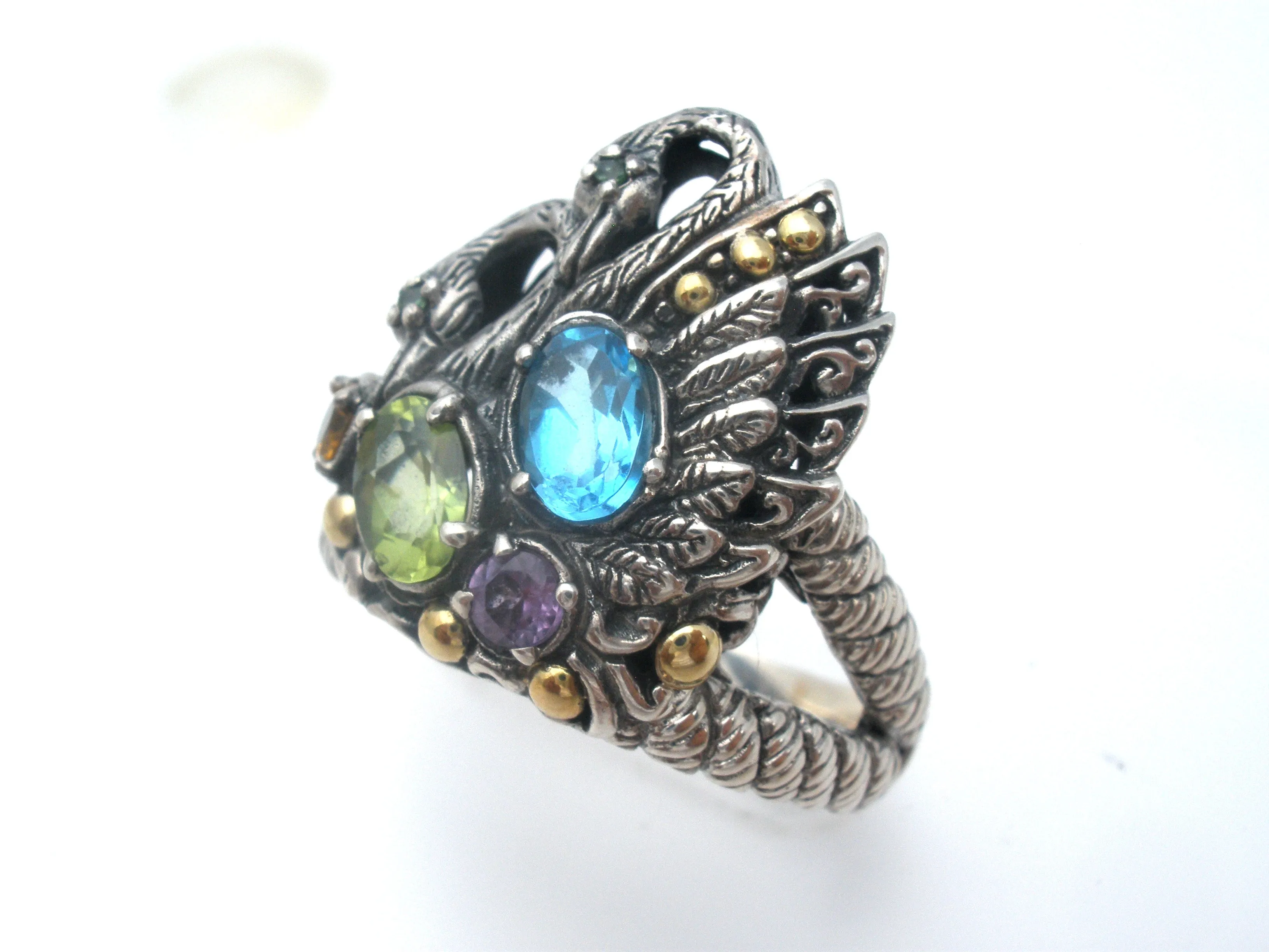 Kadek Hendra Swam Gemstone Ring Sterling & 18K Gold Size 9