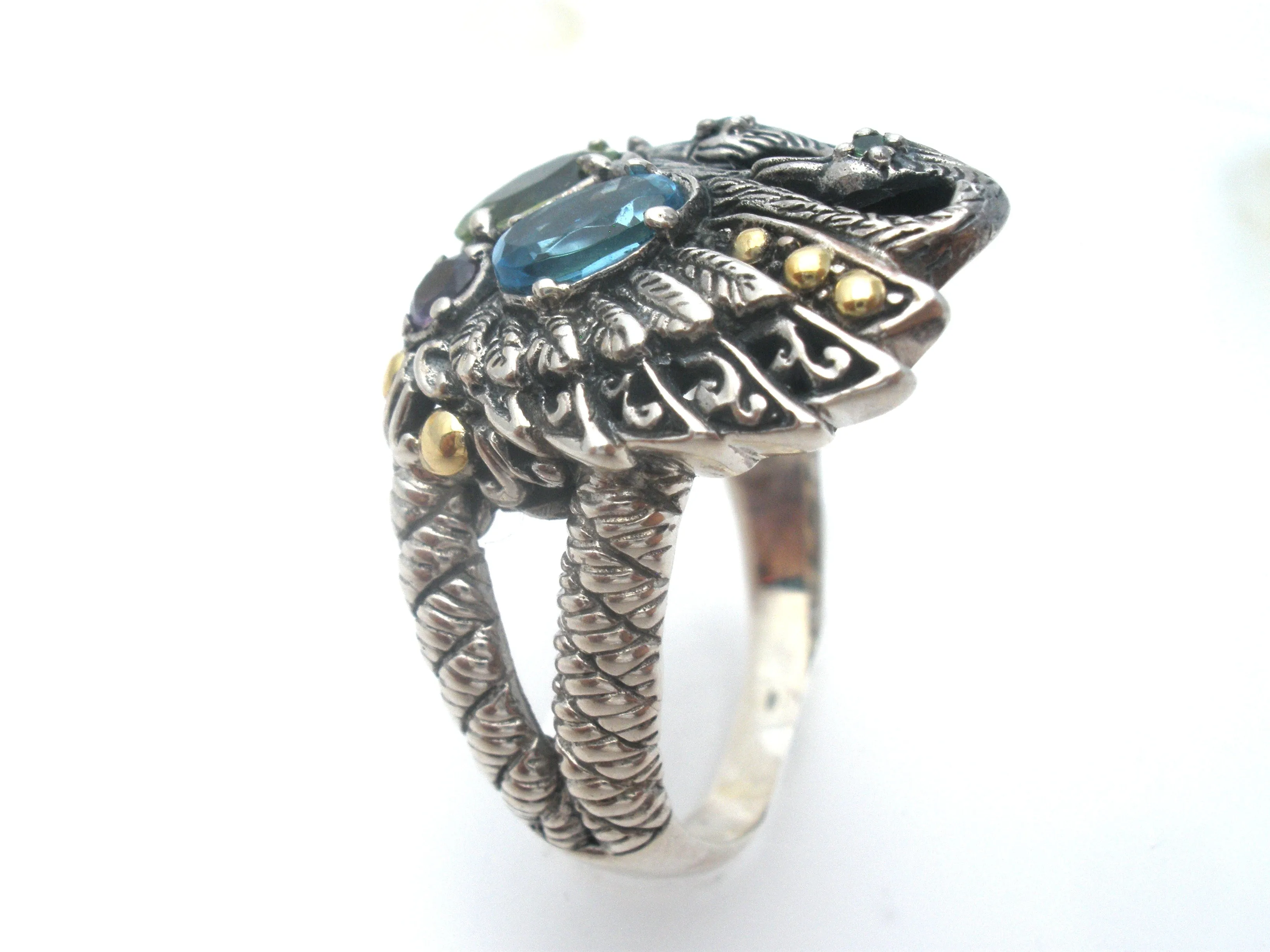 Kadek Hendra Swam Gemstone Ring Sterling & 18K Gold Size 9