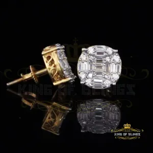 King of Bling's 925 Silver Real 1.02ct Cubic Zirconia Round Yellow Earrings For Men's & Women's