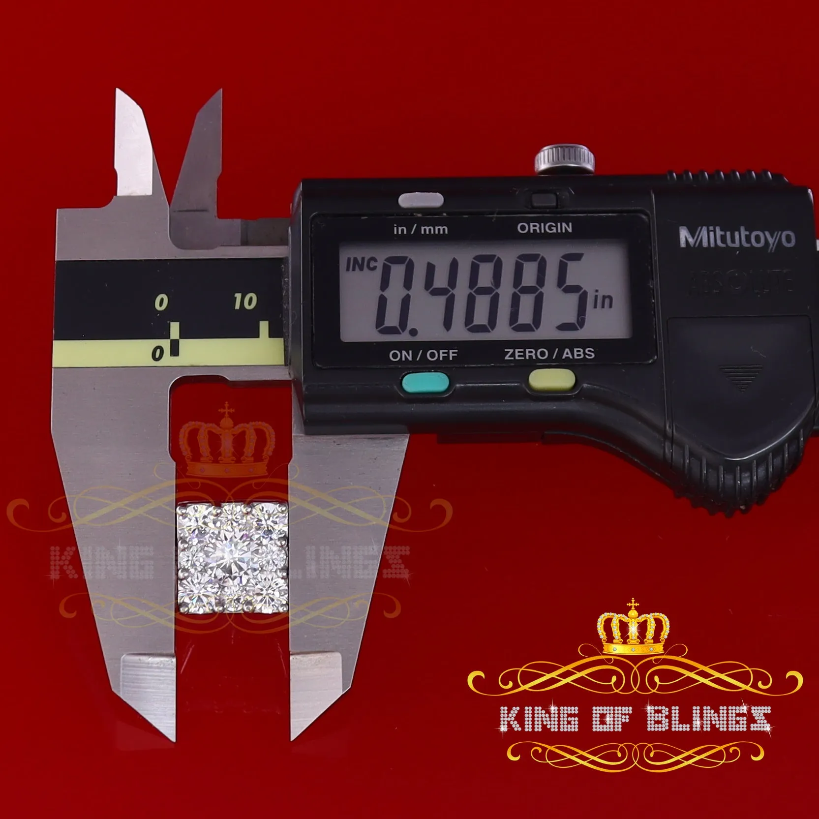 King of Blings- 925 White Silver 11.28ct Cubic Zirconia Women's & Men's Hip Hop Square Earrings