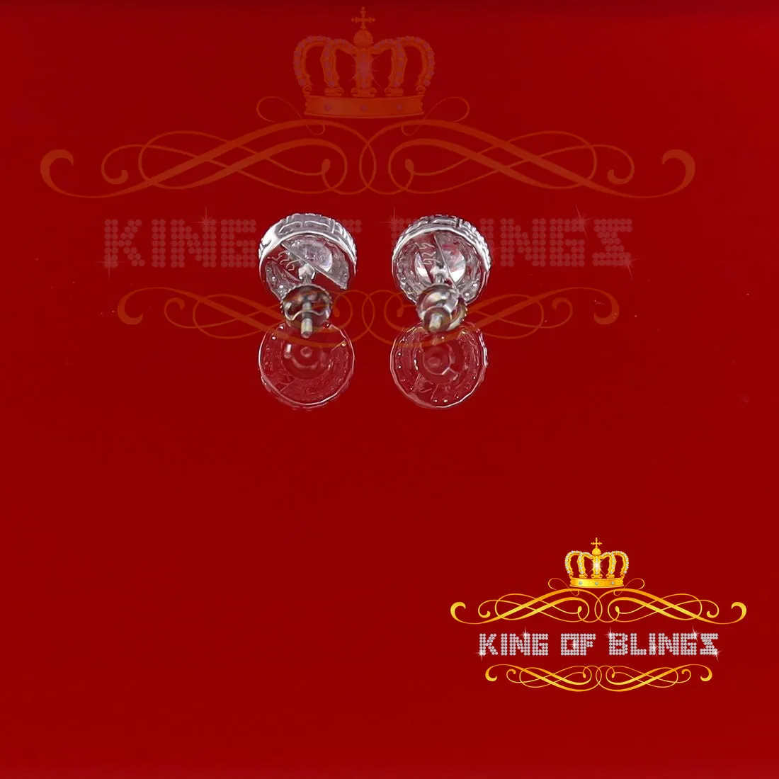 King of Blings- 925 White Silver 4.42ct Cubic Zirconia Women's & Men's Hip Hop Round Earrings