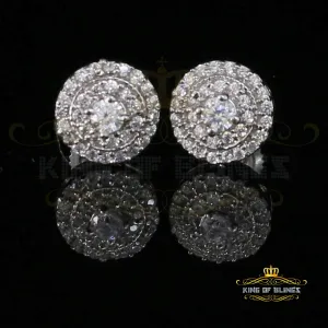 King of Blings- White Sterling Silver 0.78ct Cubic Zirconia Ladies 925 Hip Hop Round Earrings