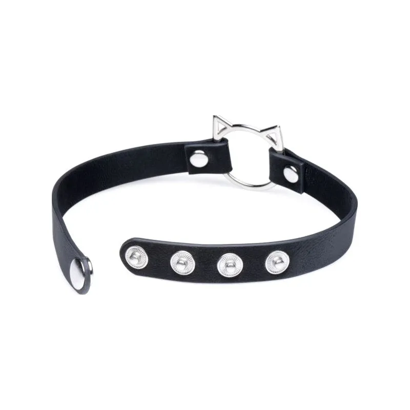 Kinky Kitty Ring Slim Choker Black