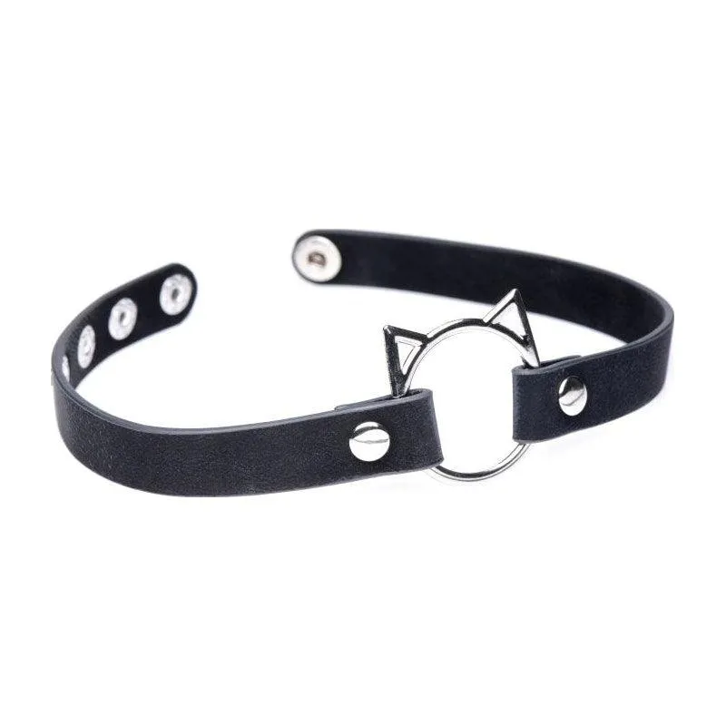 Kinky Kitty Ring Slim Choker Black