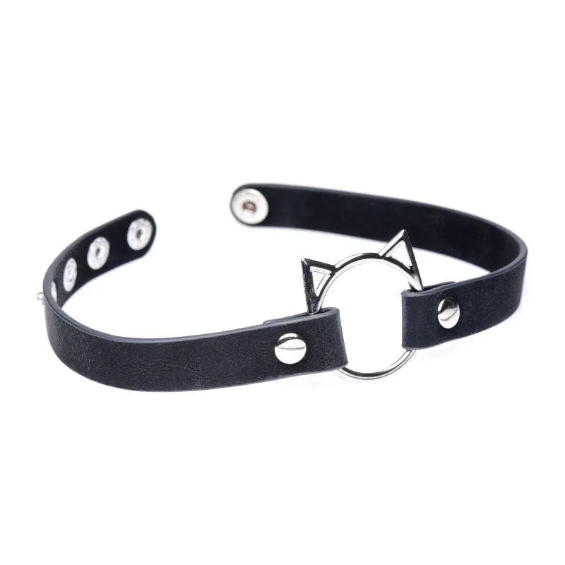 Kinky Kitty Ring Slim Choker Black