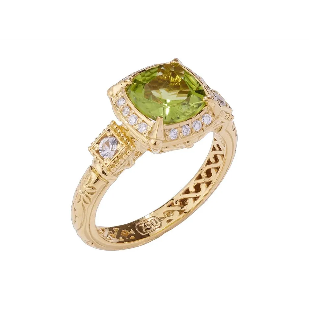 Konstantino Alexandria 18K Yellow Gold Peridot Ring with White Sapphires and Diamonds