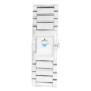 Ladies Silvertone Swiss Parts Bracelet Watch with Square CZ Pave Dial