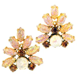 Large 1960s Elsa Schiaparelli Pink Molded Glass Statement Earrings