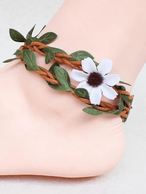 Leaf Rattan Weave Flower Vintage Anklet