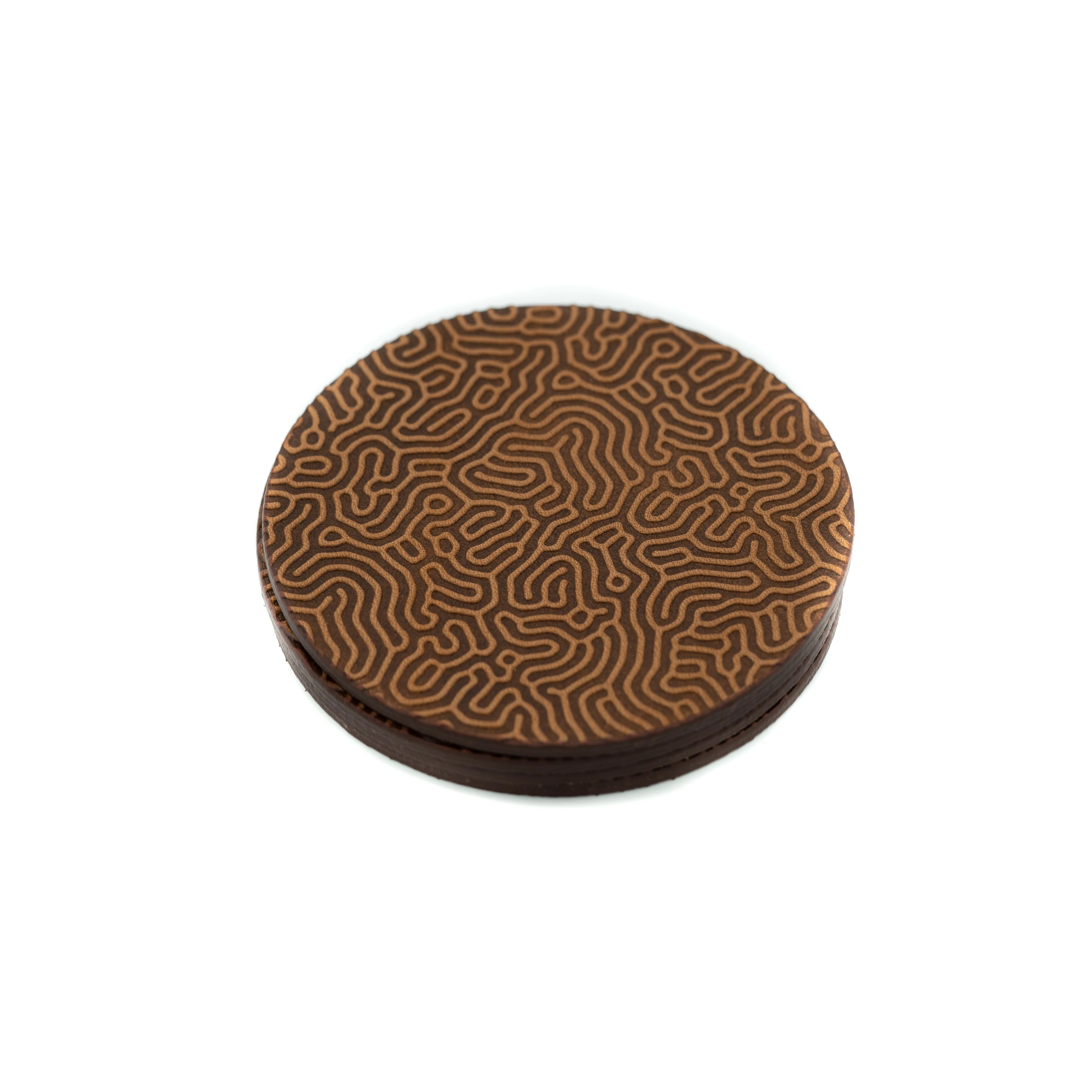 Leather Coaster -  "Coral Pattern"