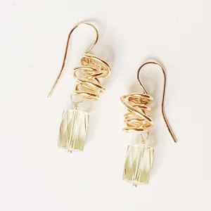 Lemon Quartz Goldfill Swirl Earrings