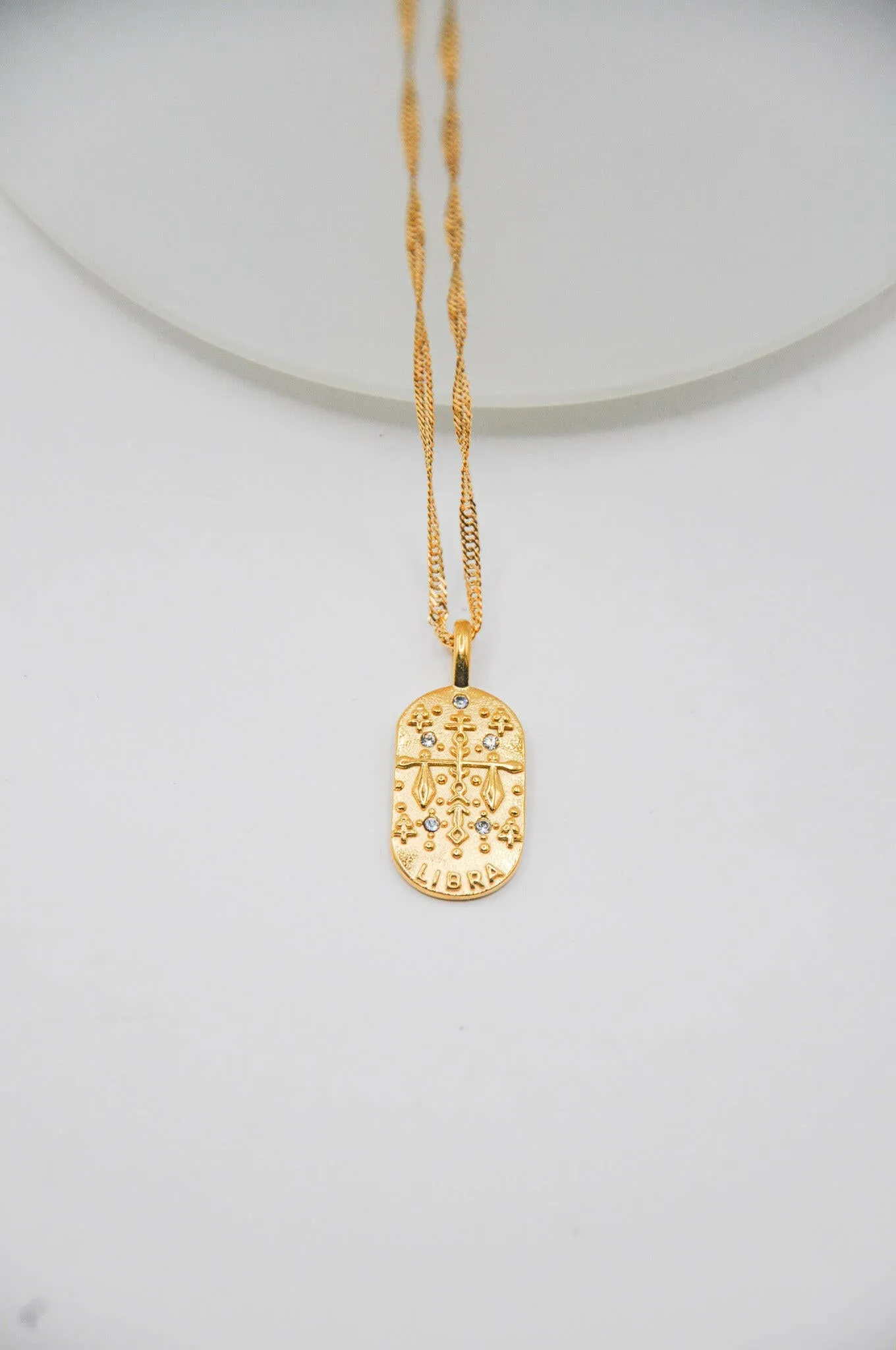 Libra 18k Gold Zodiac Pendent Necklace