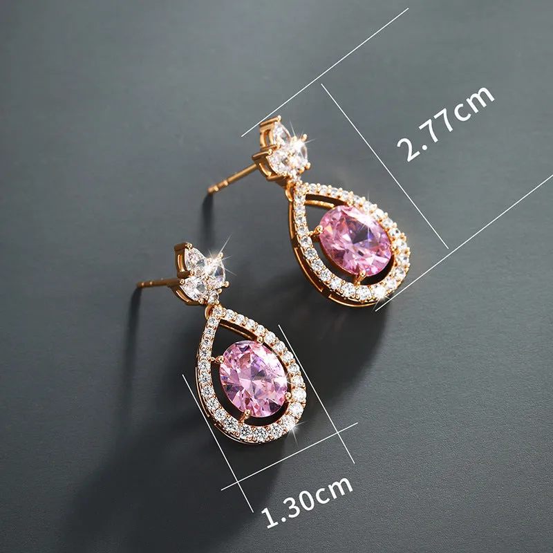 Light Luxury Fashion Earrings Women's French Retro Niche Water Drop Imitation Colorful Treasure High-end Exquisite Earrings