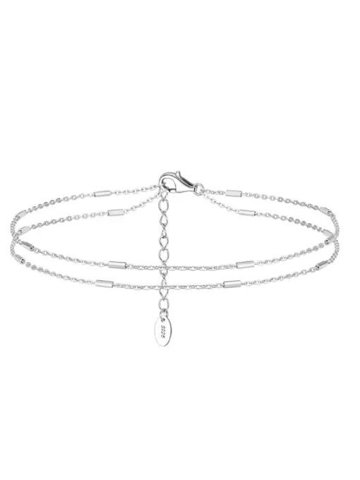 Little Bars Layered Anklet Dainty Luxury Sterling Silver 925 Hypoallergenic Luxury Jewelry - KESLEY