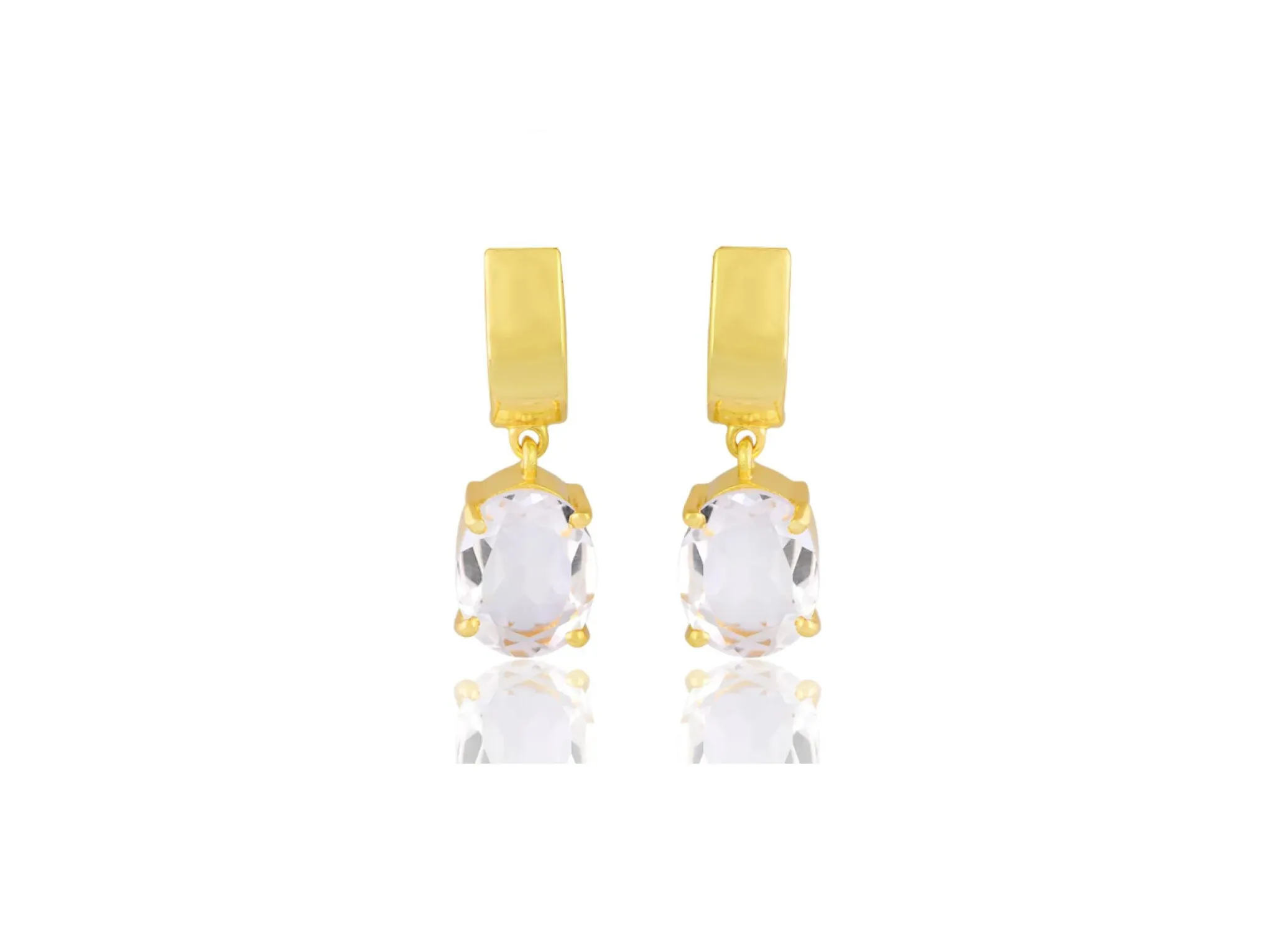 Lola Knight - Ella - Crystal Quartz Earrings - 18CT Gold