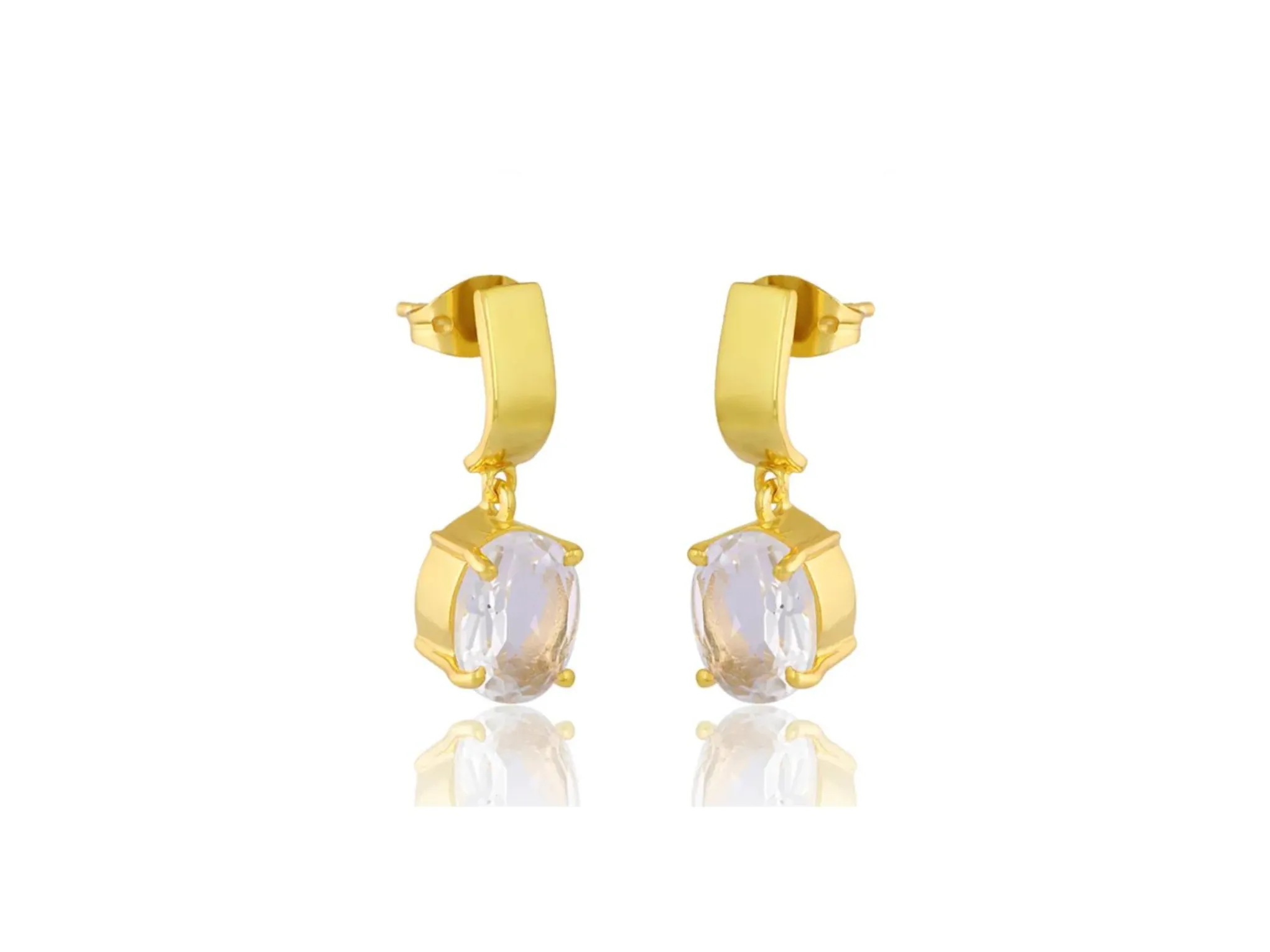 Lola Knight - Ella - Crystal Quartz Earrings - 18CT Gold