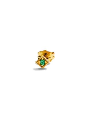 Lone Burst Emerald Yellow Gold Single Stud