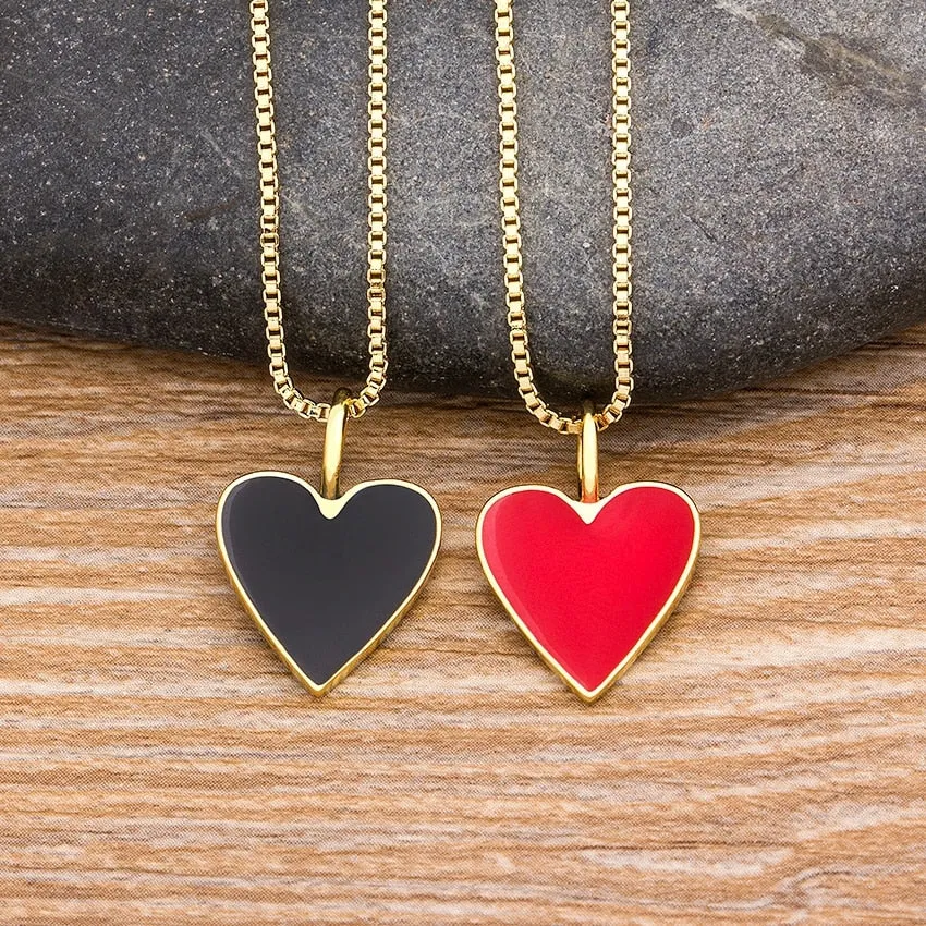 Long Chain Cute Heart Charm Pendants For Women