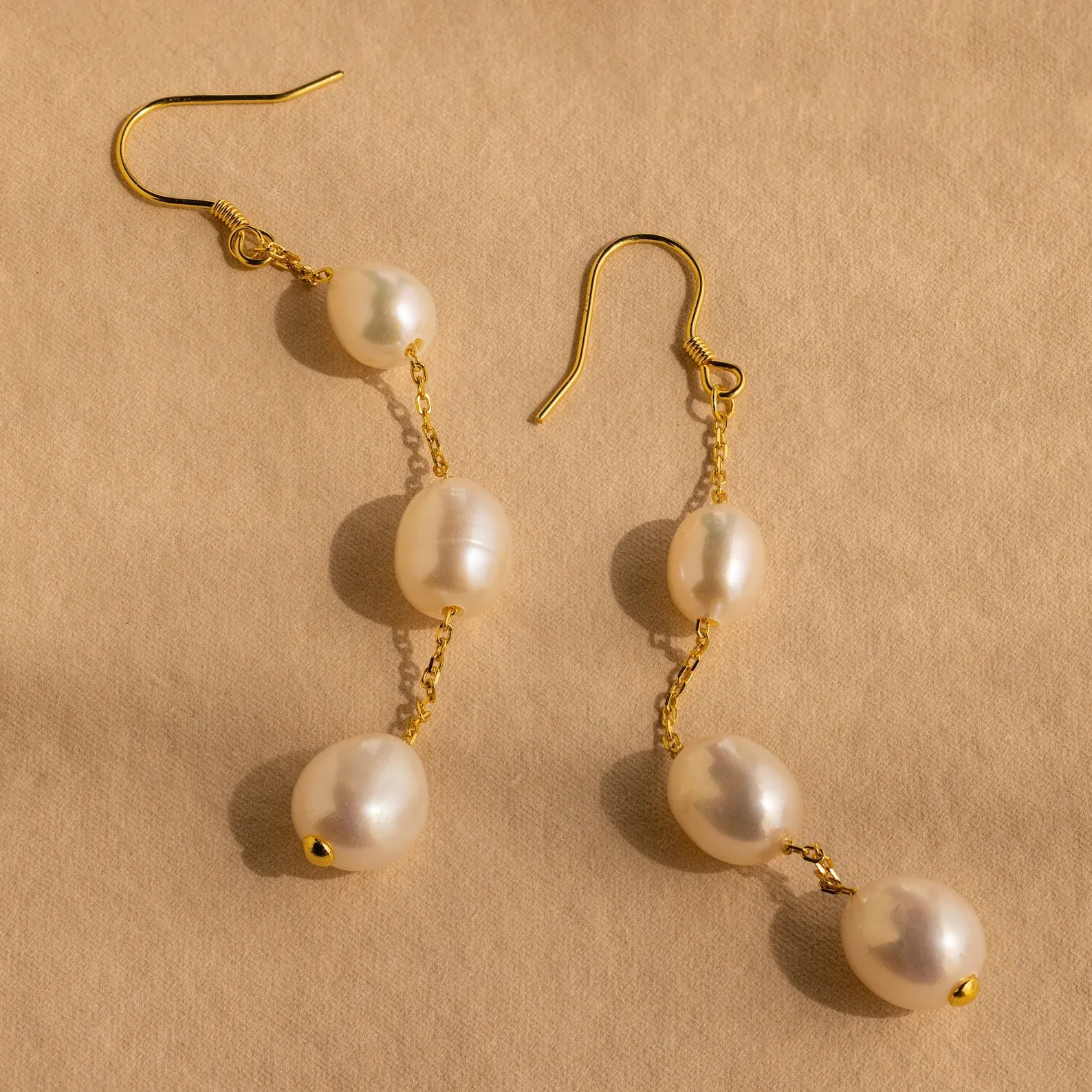 Long Pearl Dangle Earrings