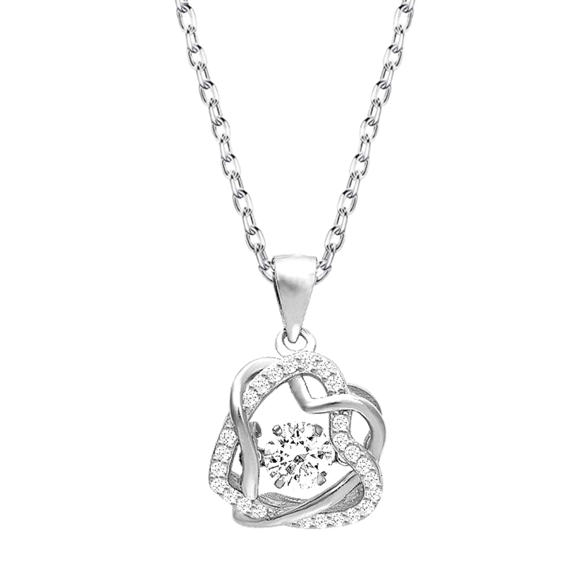 Love Heart Pendant Necklaces Link Chain for Women  Sterling Silver Hypoallergen