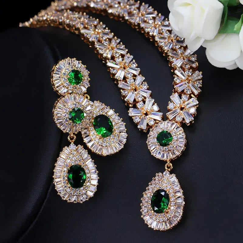 Luxy Moon Semi-Precious Stones Cubic Zirconia Wedding Jewelry Sets