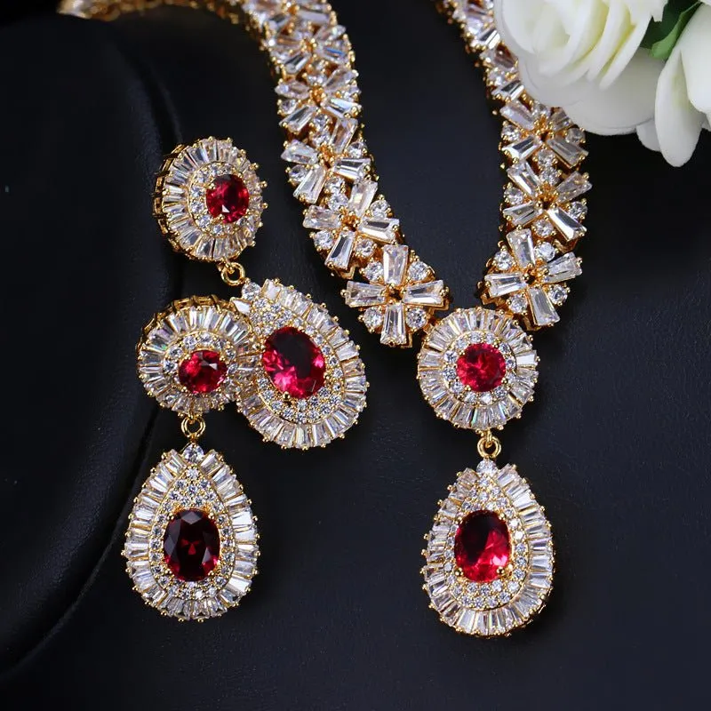 Luxy Moon Semi-Precious Stones Cubic Zirconia Wedding Jewelry Sets