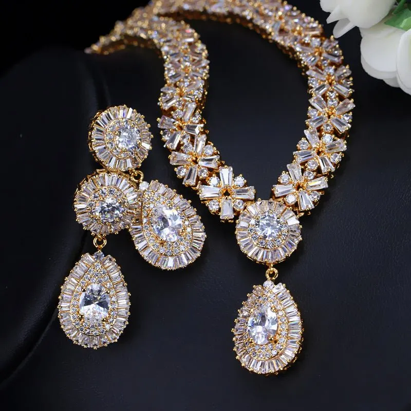 Luxy Moon Semi-Precious Stones Cubic Zirconia Wedding Jewelry Sets