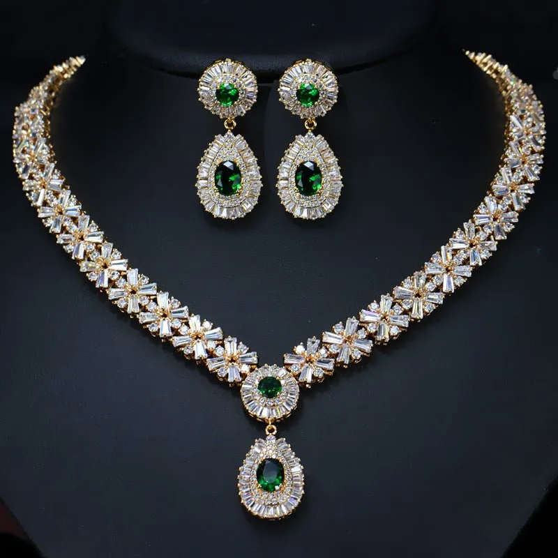 Luxy Moon Semi-Precious Stones Cubic Zirconia Wedding Jewelry Sets