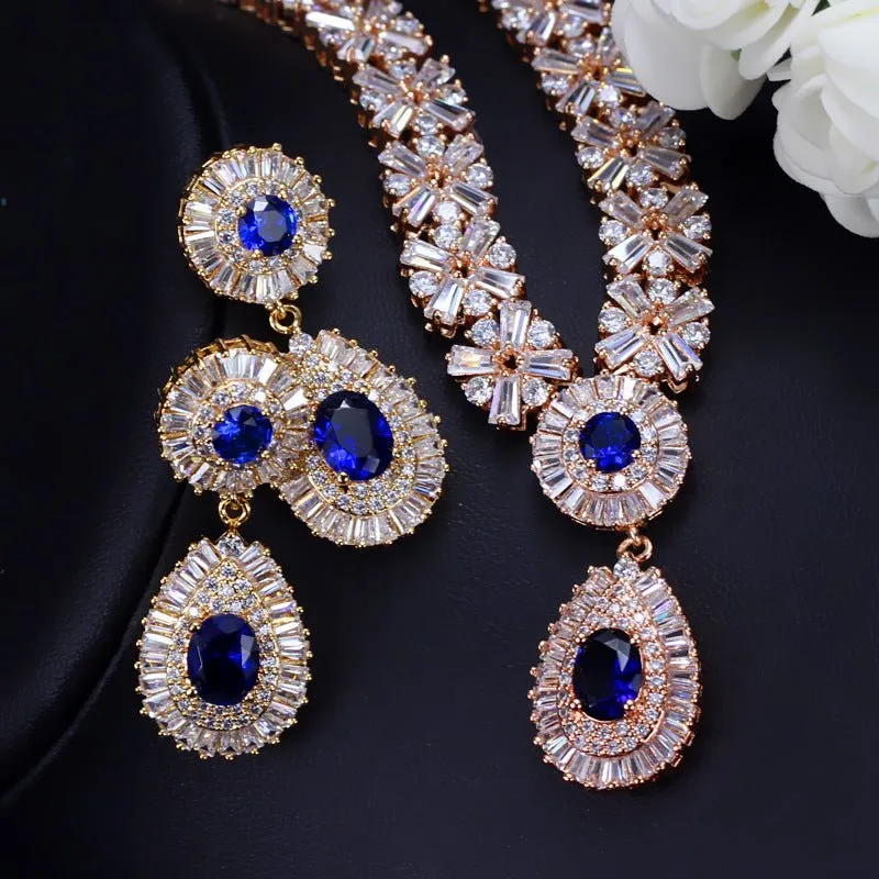 Luxy Moon Semi-Precious Stones Cubic Zirconia Wedding Jewelry Sets