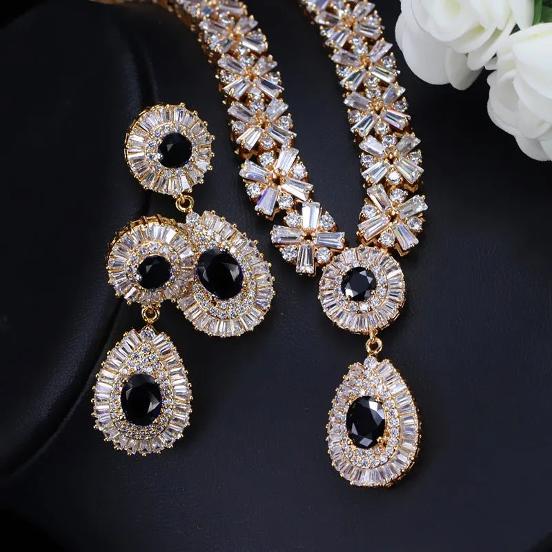 Luxy Moon Semi-Precious Stones Cubic Zirconia Wedding Jewelry Sets