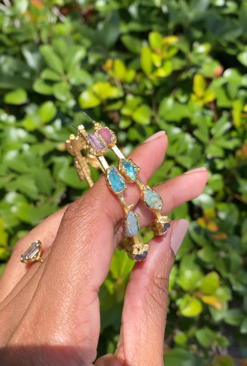 (MADE TO ORDER) NO Opal Mermaid Hoop Earrings / Large