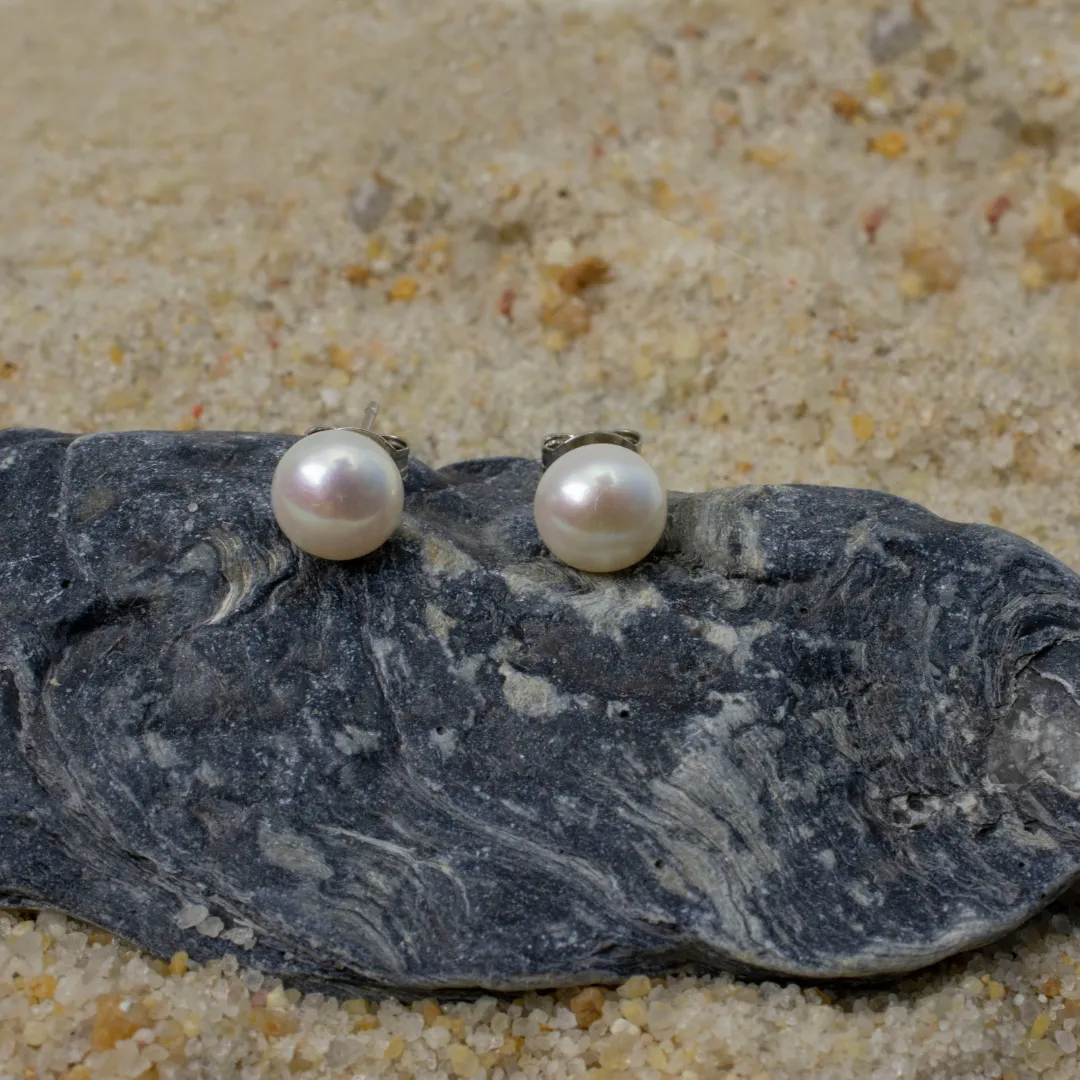 Magnolia Freshwater Pearl Post Earrings by Nickel Smart®