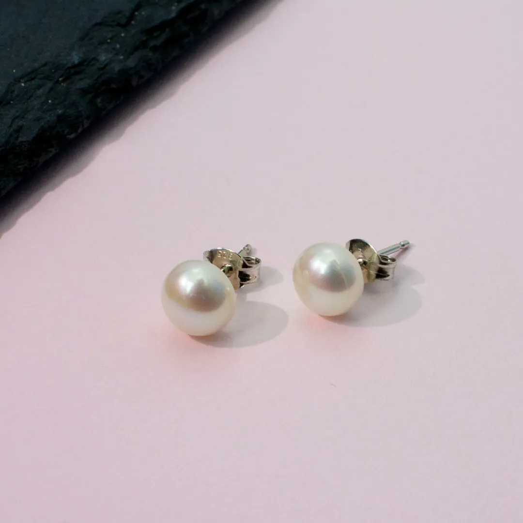 Magnolia Freshwater Pearl Post Earrings by Nickel Smart®