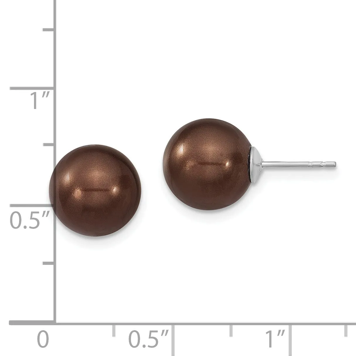 Majestik Round Brown Pearl Stud Earrings