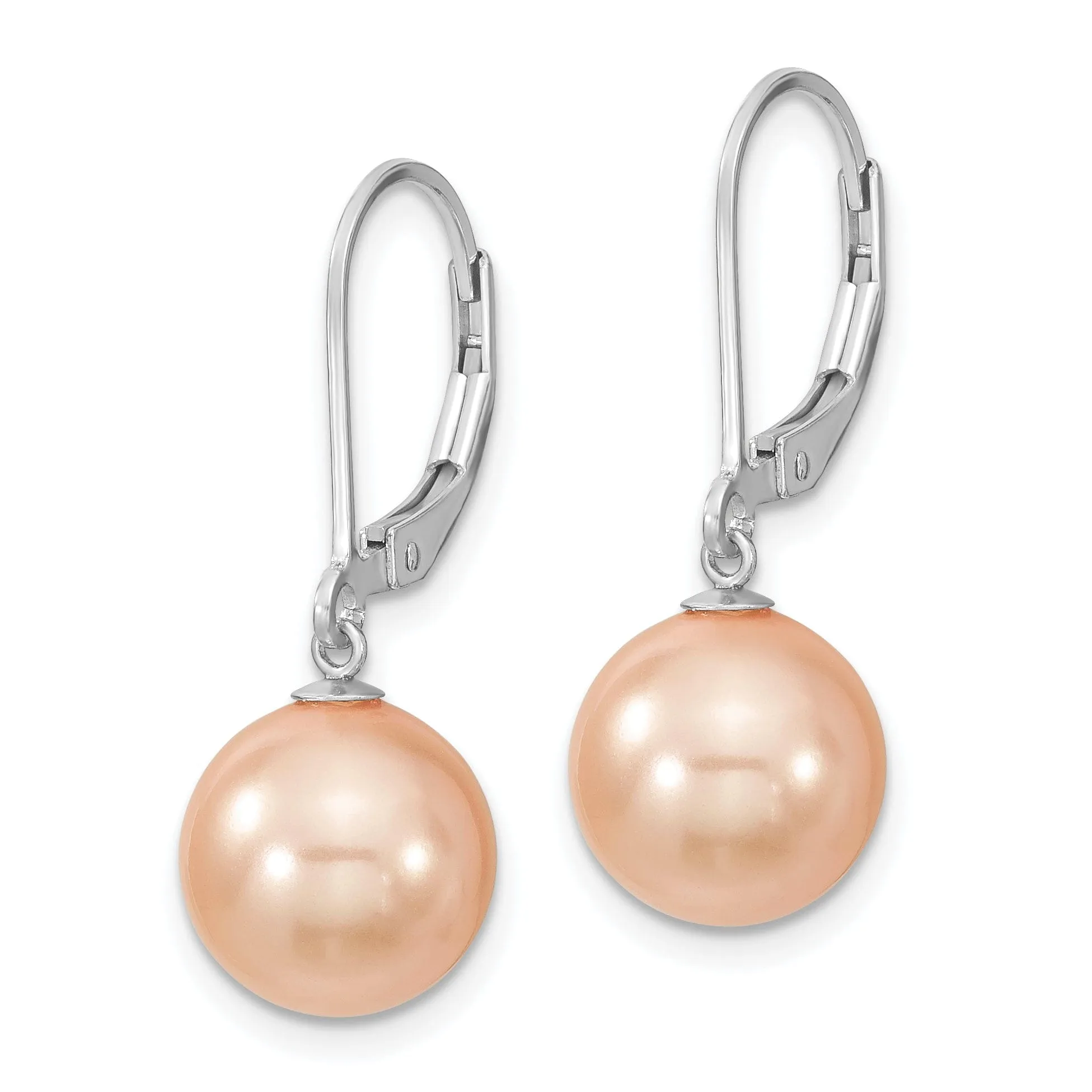 Majestik Round Pink Pearl Leverback Earrings