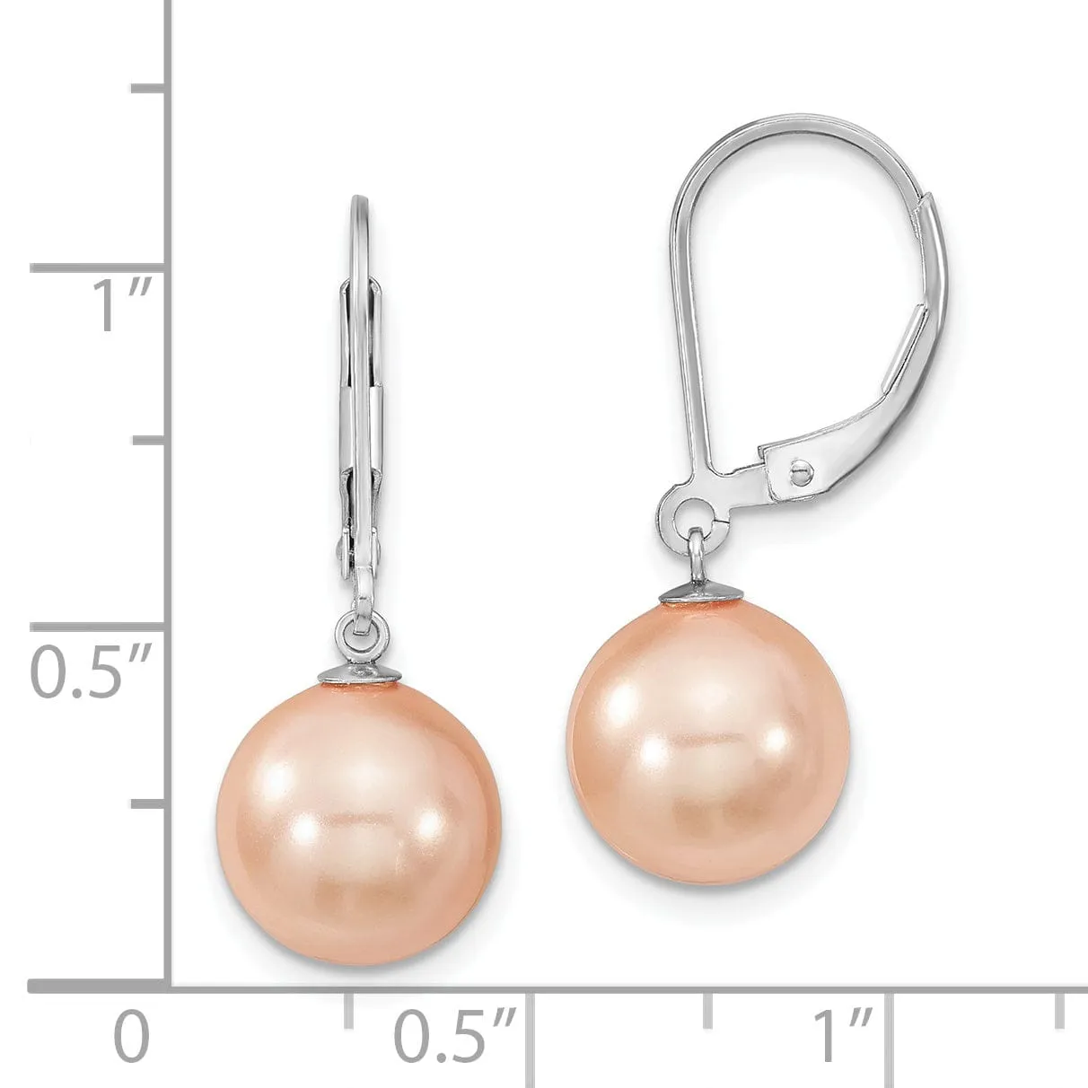 Majestik Round Pink Pearl Leverback Earrings