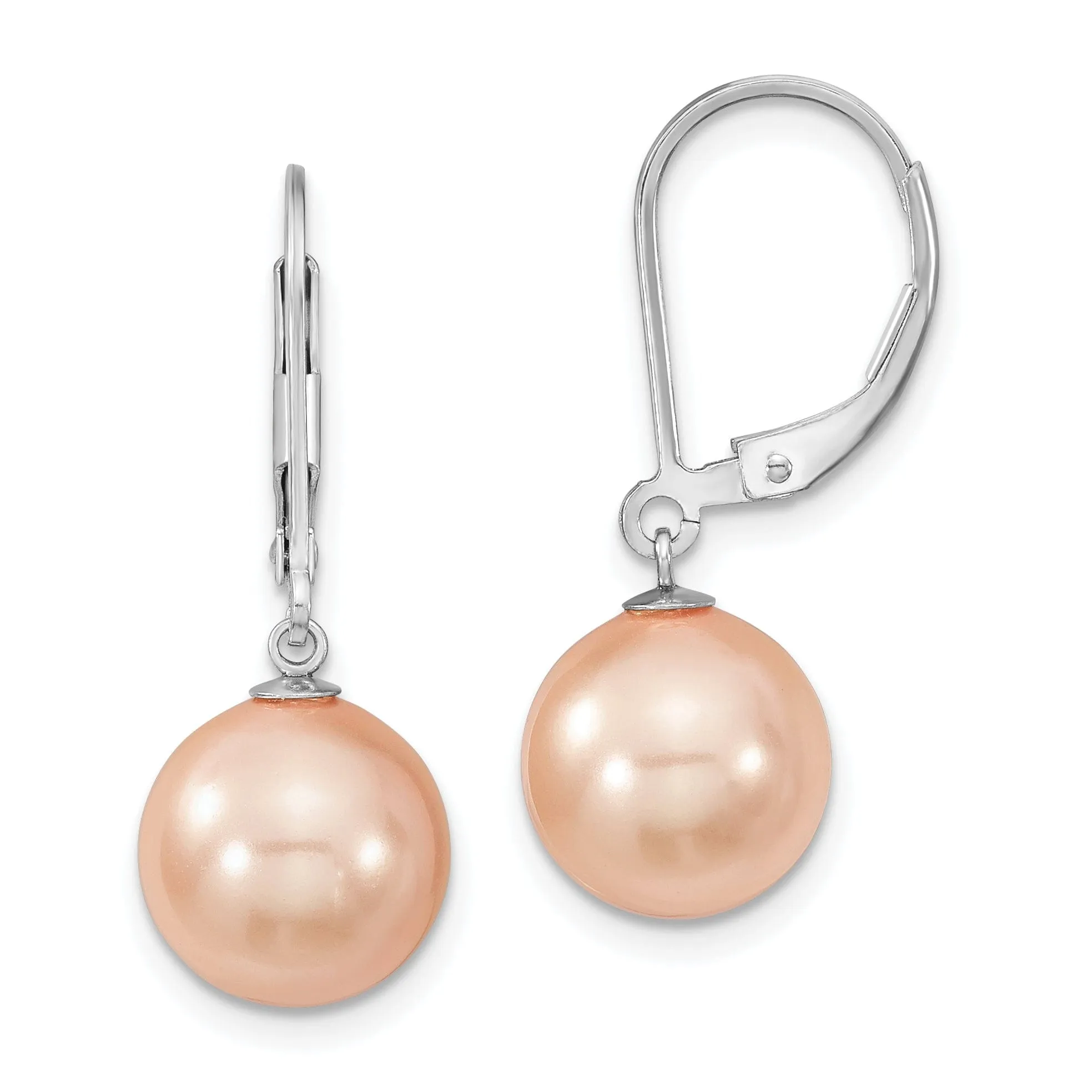 Majestik Round Pink Pearl Leverback Earrings