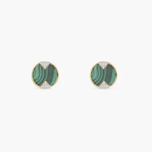 Malachite Geometric Silver Stud Earrings