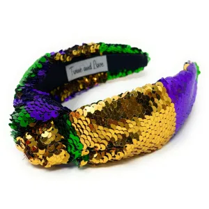 Mardi Gras Sequin Knot Headband