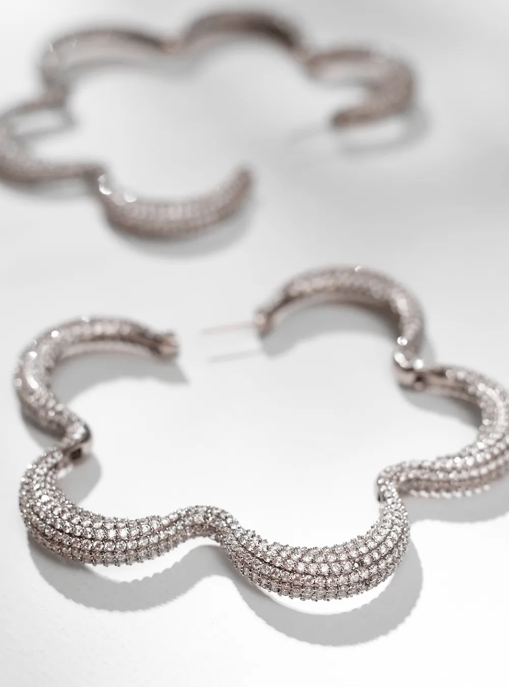 Maxi Christina Hoop Earrings In Silver Crystals