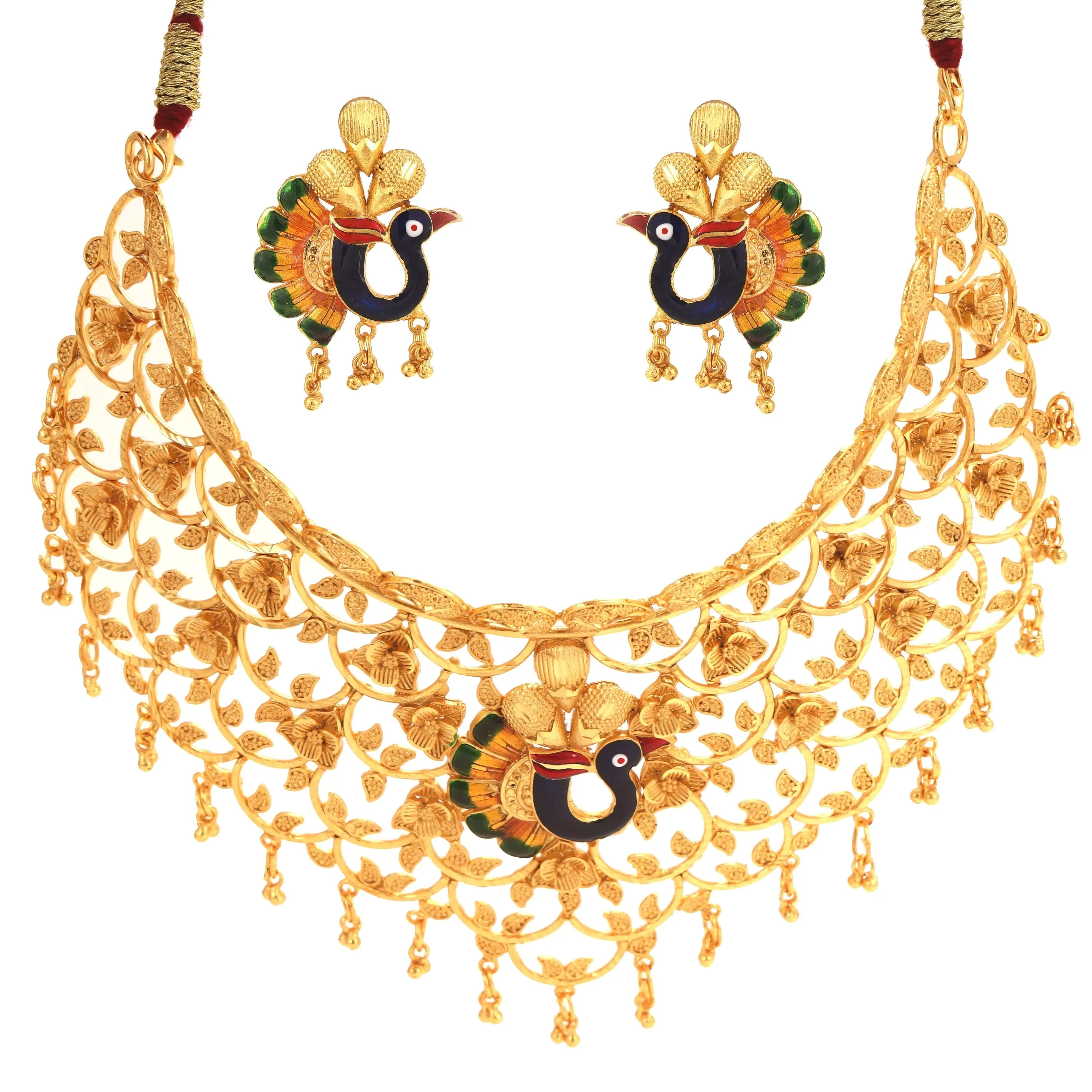 Mayurakkhi - Broad Collar Choker Set | Gold-plated Bridal Necklace