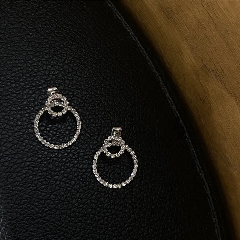 Micro Pave Zircon Front and Back Circle Stud Earrings for Women