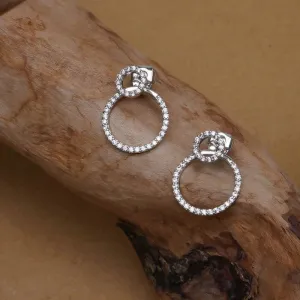 Micro Pave Zircon Front and Back Circle Stud Earrings for Women