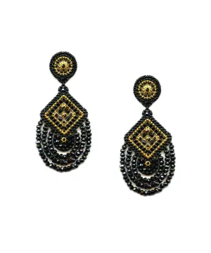 Miguel Ases Black Quartz Swarovski Earrings