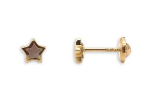 Mini Earrings 14kt Gold Mother of Pearl Stars Stud