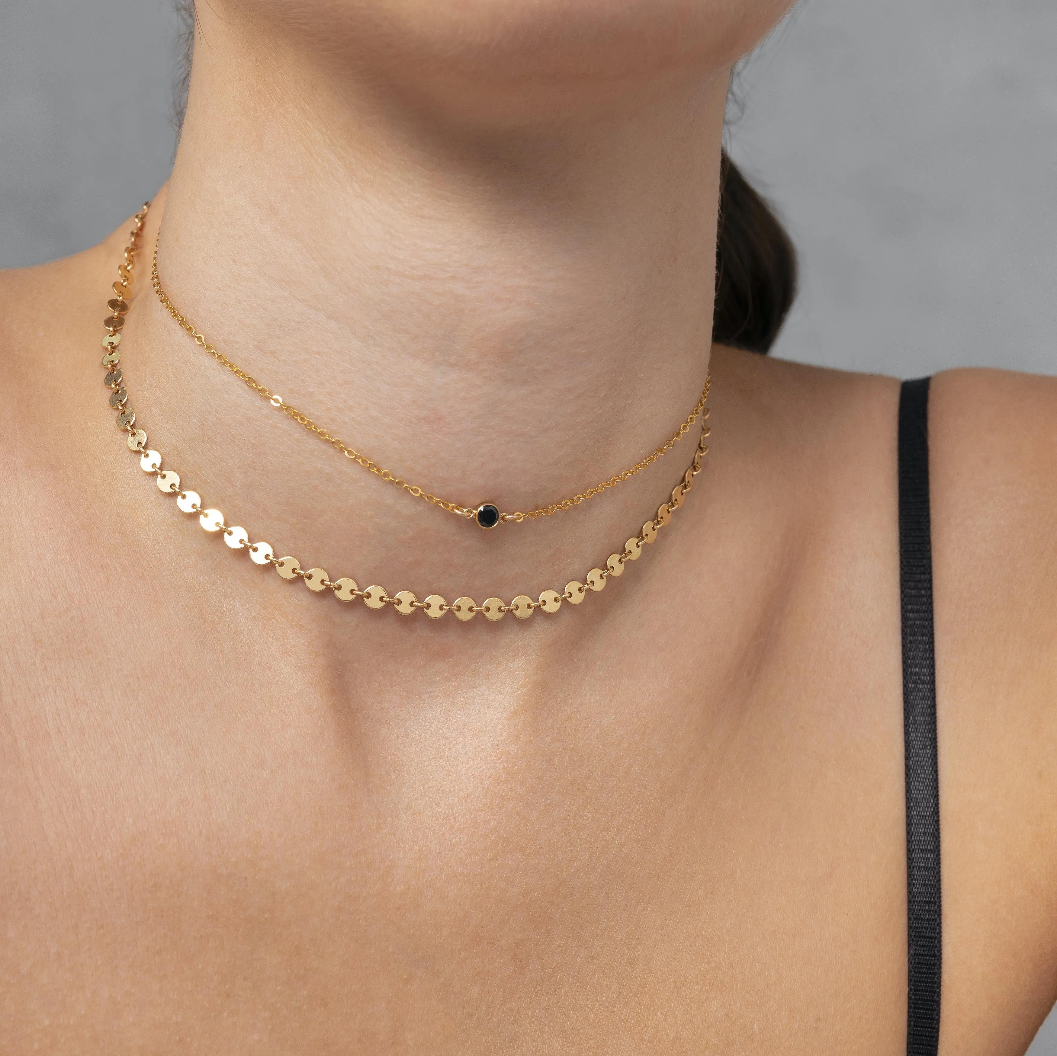 Minimal Dainty Black Bezel Choker