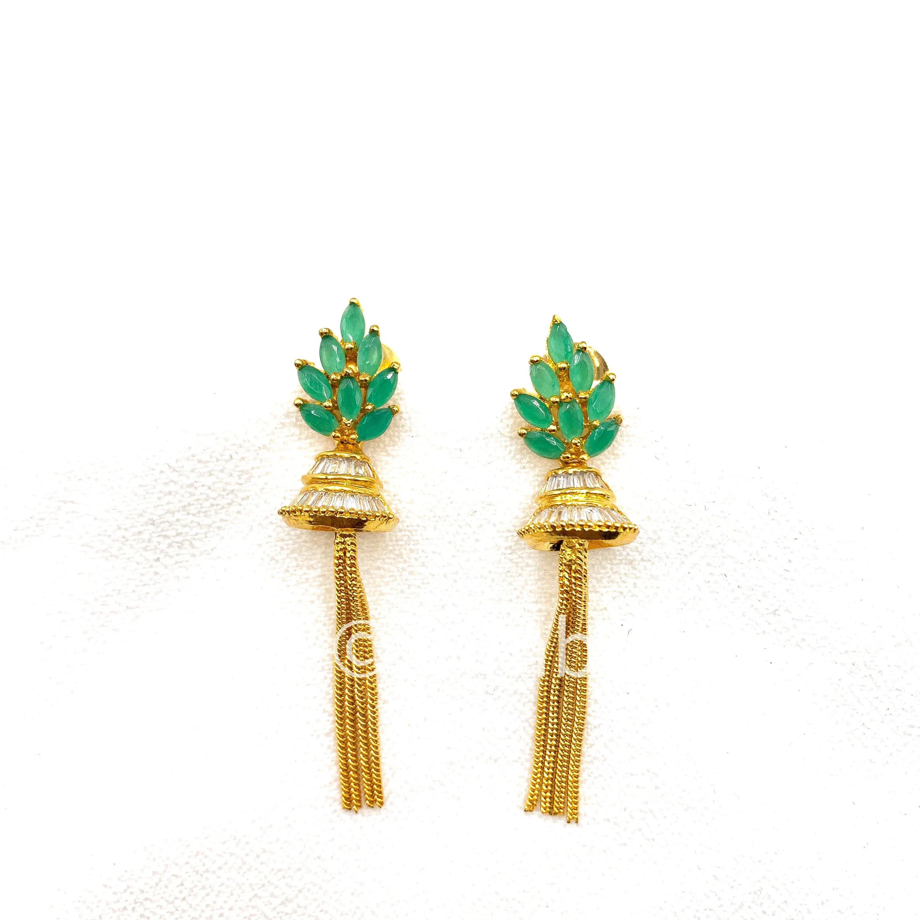 Modern and Trendy Green Zircon (CZ) stone Jhumka earring